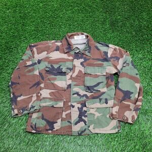 Vintage 90s Woodland BDU Camo Jacket S/M 20x25 Multi-Pocket